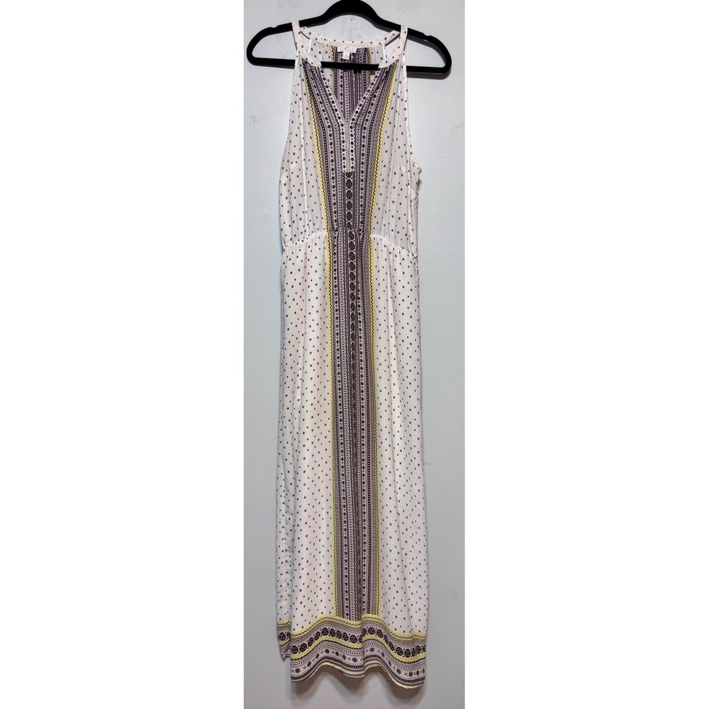 Anthropologie White and Yellow Maxi Dress